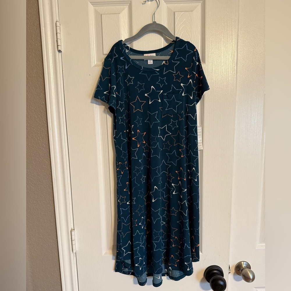 NWT LuLaRoe Scarlett Dress – Size 12 | 4th of July Stars | Girls Twirl Dress